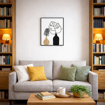 Cuadro Decorativo 40 X 60 Cm Mdf Y Metal Estilo Moderno Negro