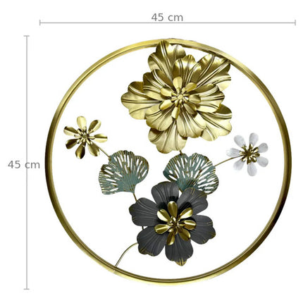 Cuadro Decorativo De Pared  Floral Metálico 45 Cm Dorado
