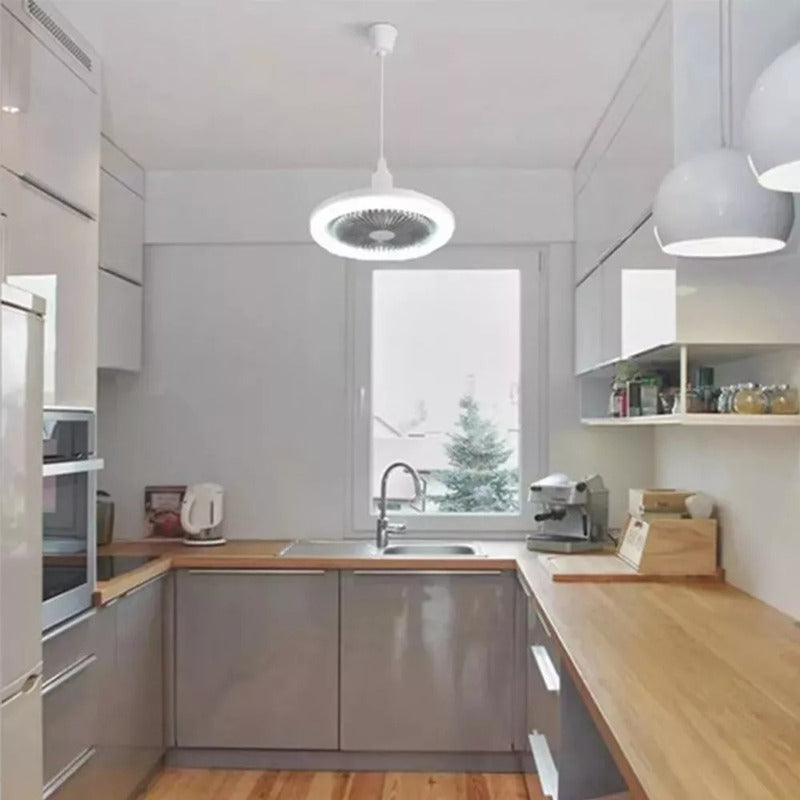 Ventilador De Techo Con Lampara Led Con Control Remoto 26 Cm Blanco Rosa Plástico