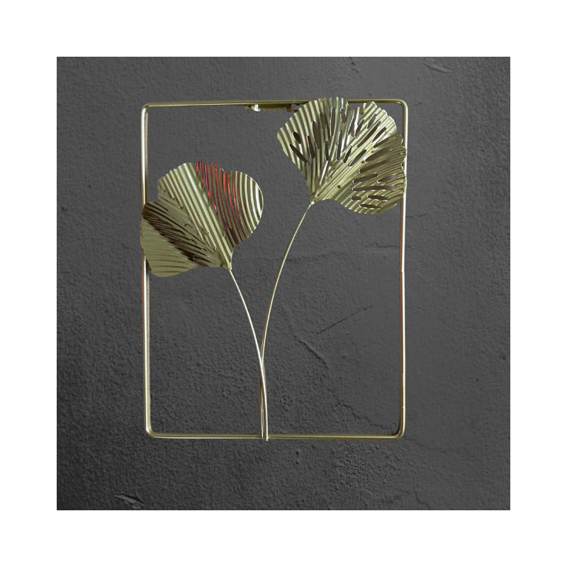 Adorno De Pared Colgante Diseño De Hojas 25x19 Cm Dorado Oscuro