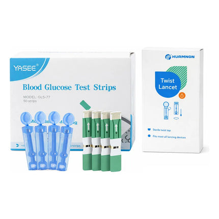 50 Kit Tiras Reactivas + 50 Lancetas Para Glucosa Blanco