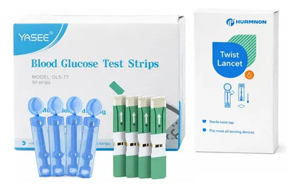 50 Kit Tiras Reactivas + 50 Lancetas Para Glucosa Blanco