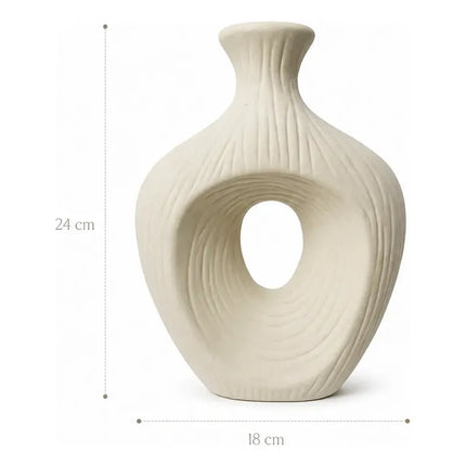 Florero Jarrón Cerámica Decorativos Para Mesa Beige