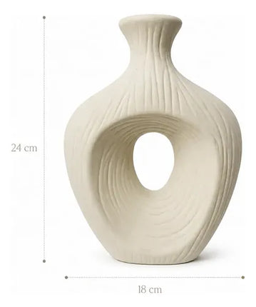 Florero Jarrón Cerámica Decorativos Para Mesa Beige