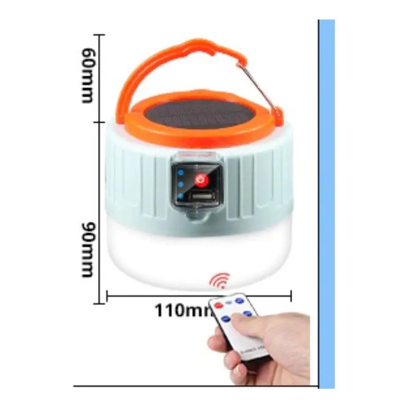 Lampara Linterna De Camping Led Solar Usb Recargable Color Negro