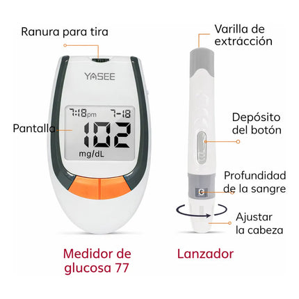 Glucometro Medidor De Glucosa + 50 Tiras + 50 Lancetas Blanco