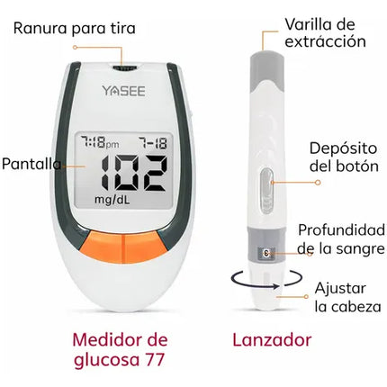 Glucometro Medidor De Glucosa + 50 Tiras + 50 Lancetas Blanco