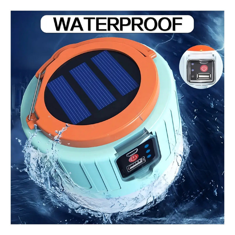 Lampara Linterna De Camping Led Solar Usb Recargable Color Negro