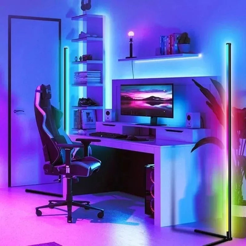 Lampara De Esquina Pie Usb Luces Led Rgb Ambiente 120cm Rgb Negro