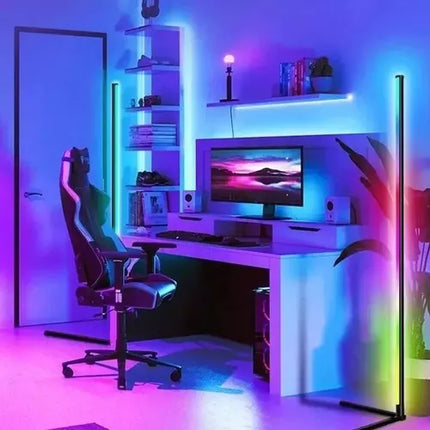 Lampara De Esquina Pie Usb Luces Led Rgb Ambiente 120cm Rgb Negro