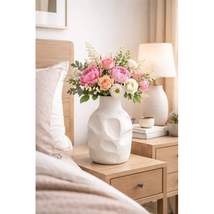 Florero Jarrón Decorativo De Cerámica Blanco