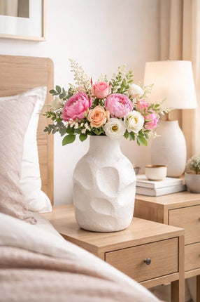 Florero Jarrón Decorativo De Cerámica Blanco