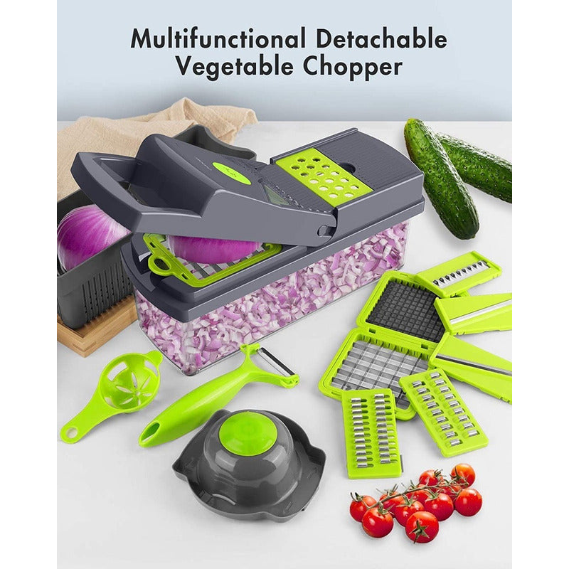 Rallador Picador Cortador Frutas Y Verduras Multiuso 14 En 1