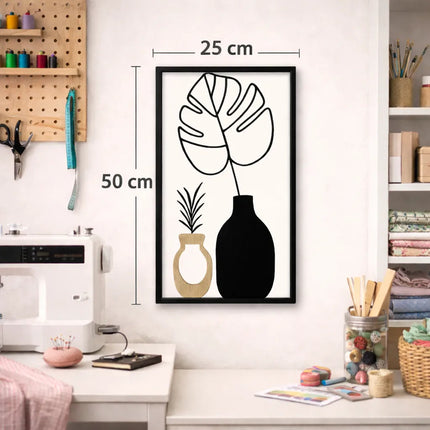 Cuadro Decorativo Metálico Y De Mdf, 50 X 25 Cms Negro