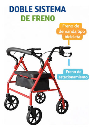 Andador Ortopédico Plegable C/ruedas Frenos Asiento, Canasto