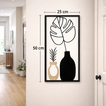 Cuadro Decorativo Metálico Y De Mdf, 50 X 25 Cms Negro