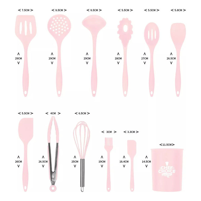 Set 12pcs Utensilios De Cocina Antiadherentes Colores Negro