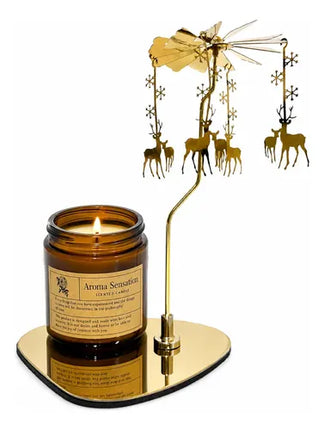 Portavela Giratorio + Vela Aromática Pack Dorado