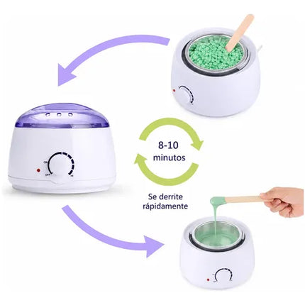 Calentador De Cera Olla Depilatoria + Cera Y Espátulas Blanco