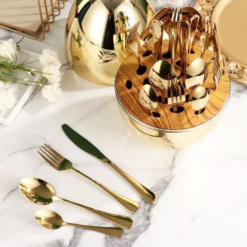 Set De 24 Cubiertos Organizador De Lujo Huevo Colores