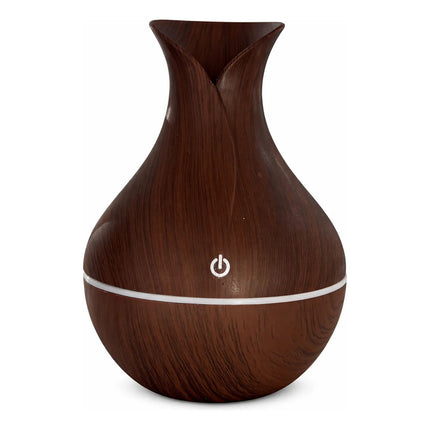 Humidificador Difusor Jarrón Aromatizante Con Luz Led Usb Marrón