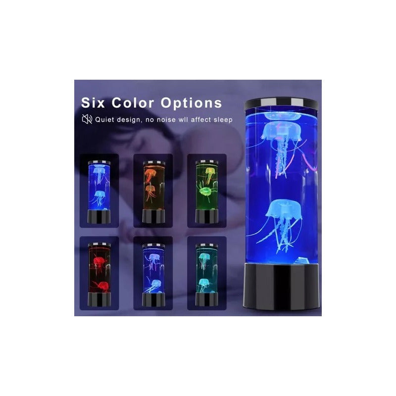 Lampara Medusa 37cm Luz Led Decorativa 6 Colores 3d Usb Negro Verde