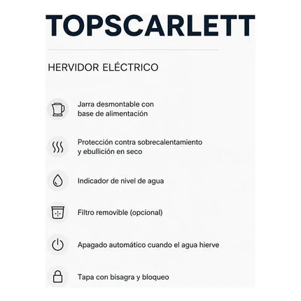 Hervidor Eléctrico Jarra Eléctrica 2 Lts. Plateado