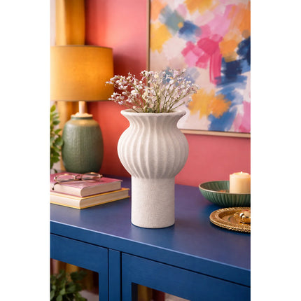 Florero Decorativo De Cerámica Para Mesa Oficina Blanco