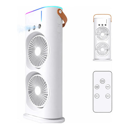 Ventilador Doble Cabezal Con Control Remoto Y Luz Led 15 Cm