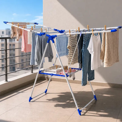 Tendedero Colgador De Ropa Plegable Eficiente Y Resistente Azul