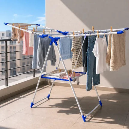 Tendedero Colgador De Ropa Plegable Eficiente Y Resistente Azul