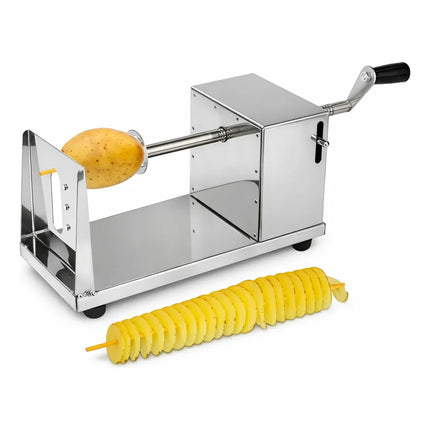 Cortador De Papas Espiral Acero Inoxidable Manual Plateado