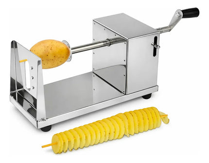 Cortador De Papas Espiral Acero Inoxidable Manual Plateado