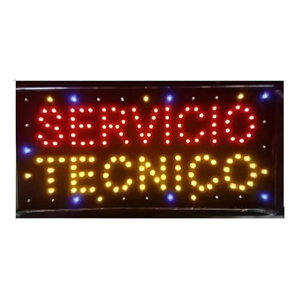 Letrero Led Luminoso 48x25cm Servicio Tecnico Rojo Y Amariilo