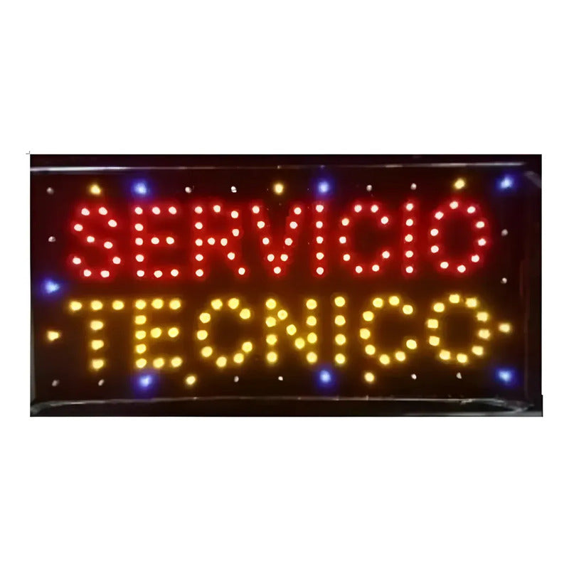 Letrero Led Luminoso 48x25cm Servicio Tecnico Rojo Y Amariilo