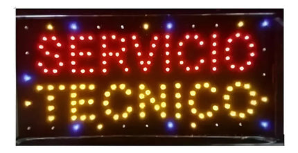 Letrero Led Luminoso 48x25cm Servicio Tecnico Rojo Y Amariilo