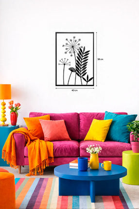 Cuadro Decorativo De Pared Diseño Plantas 40x58cm Negro