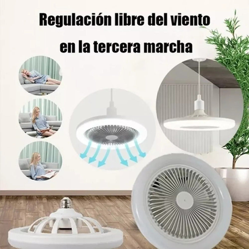 Ventilador De Techo Con Lampara Led Con Control Remoto 26 Cm Blanco Rosa Plástico