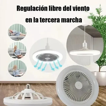 Ventilador De Techo Con Lampara Led Con Control Remoto 26 Cm Blanco Rosa Plástico