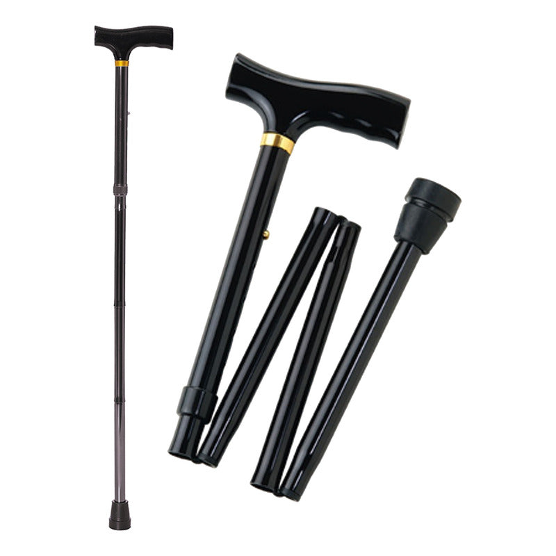 Bastón Ortopédico Plegable Ajustable Con Luz Color Negro Negro