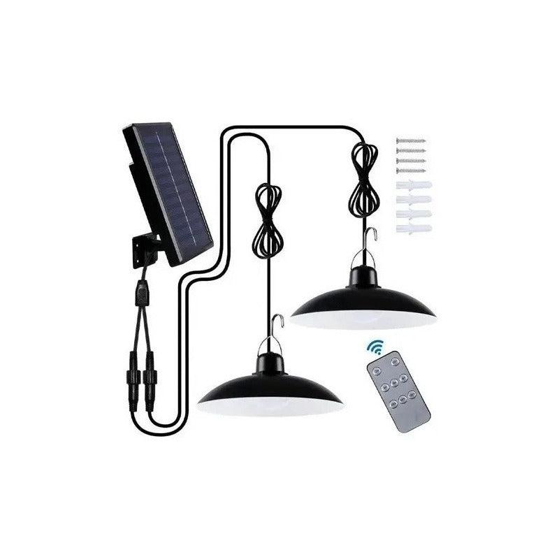 Lampara Solar Doble Colgante 240w + Panel Solar + Control