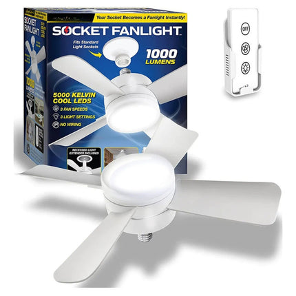 Ventialdor De Techo Con Luz Led Control Remoto Soquete E27 40 Cm Blanco