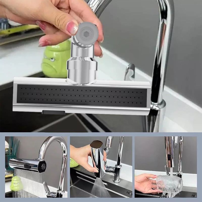 Llave Para Cocina Y Baño Adaptador Lavaplatos 3 Modos Plateado
