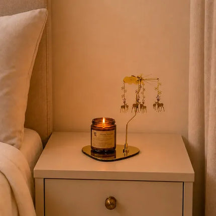 Portavela Giratorio + Vela Aromática Pack Dorado