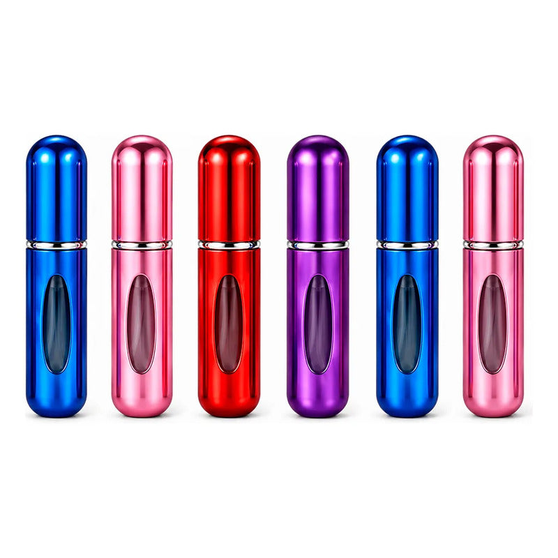 Pack 6 Atomizadores Recargables Para Perfume + 6 Estuches Rosa