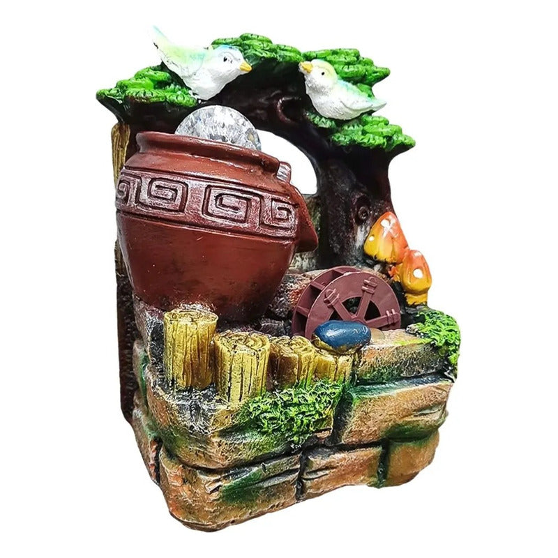 Fuente De Agua Cascada Natural Con Iluminacion Led Marrón