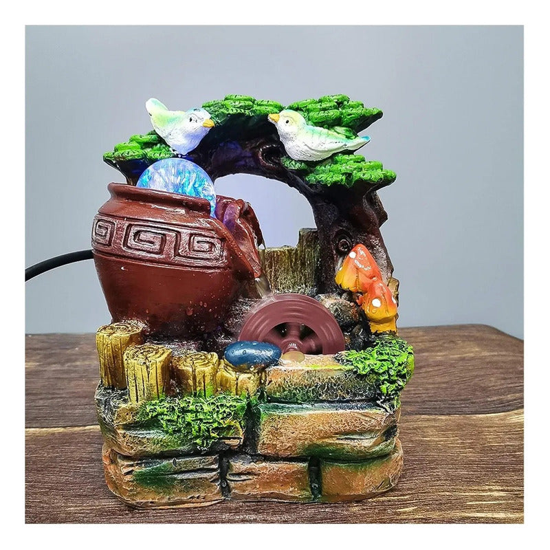 Fuente De Agua Cascada Natural Con Iluminacion Led Marrón