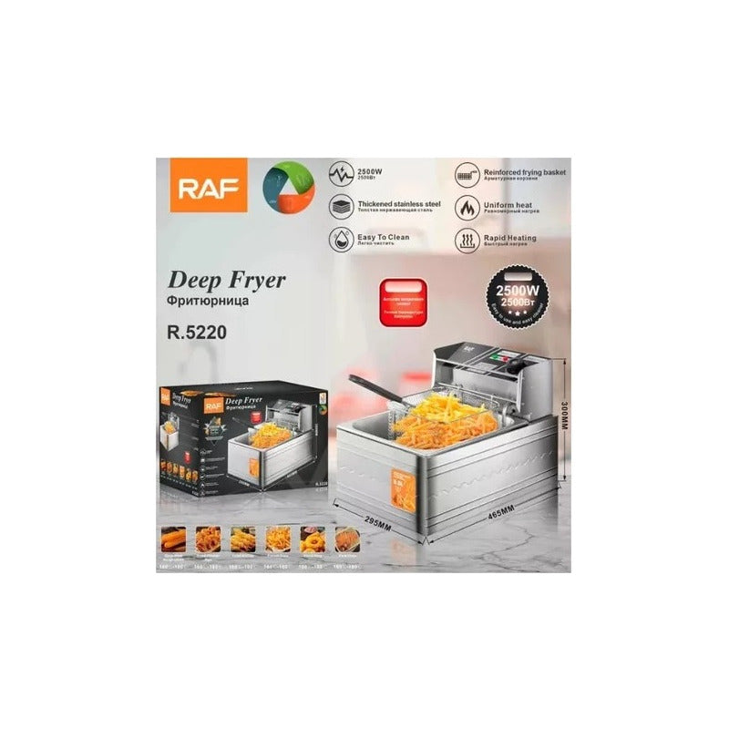 Freidora Electrica Multifuncional Aceite 5.5 Litros Raf5220 Plateado 50