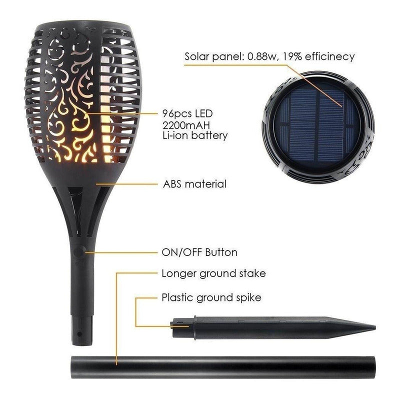 Antorcha Solar Farol Llama Exterior Jardin Terrazas 110 Cm