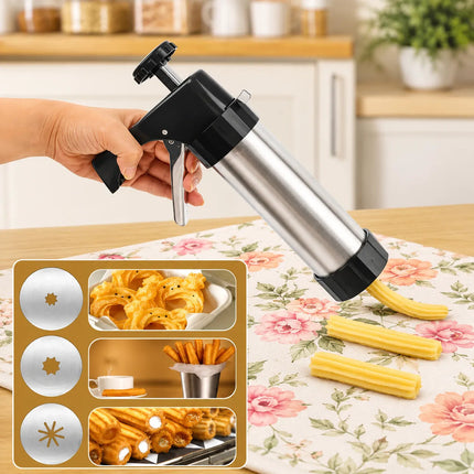 Máquina Para Churros Acero Inoxidable + 6 Moldes Negro